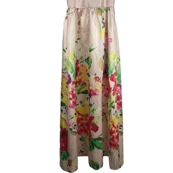 ALFRED SUNG BLUSH BOUQUET SLEEVELESS FLORAL SKIRT MAXI POCKETS BRIDESMAID DRESS - Picture 7 of 14